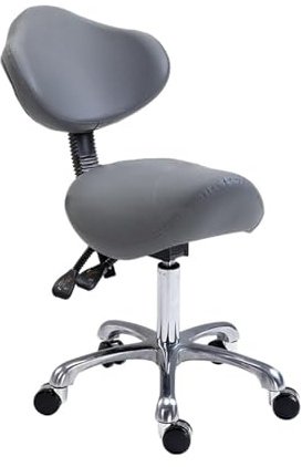 FXLUHAY Taburete con Ruedas Giratorio y Ajustable, Taburete de Belleza con Respaldo, Taburete ergonómico con Ruedas for Silla de Montar