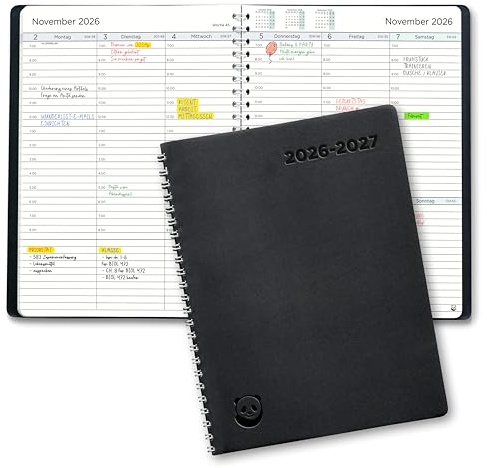 Terminplaner 2026 2027 von Smart Panda - Lehrerkalender & Schulplaner, Wochenplaner mit 30 Minuten Taktung – Akademischer Kalender Juli 2026 bis August 2027 - Softcover A5, auf Deutsch