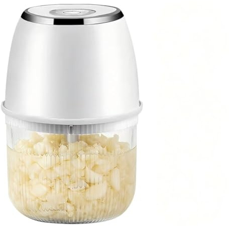 Hackare kök elektrisk minilökskärare – 350 ml multihackare trådlös USB-laddning, för lök, frukt, nötter, kött, vitlök (vit)