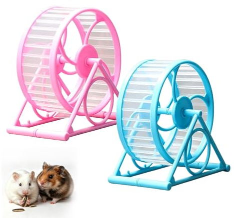 2 Pack Silent Hamster Wheel, Anti-Pinch Hamster Exercise Wheel for Night Activity, Quiet Running Wheel for Syrian Hamsters and Small Pets, For Peaceful Home Environment