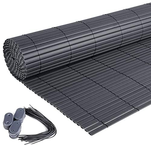 Laneetal PVC Frangivista per Recinzioni Impermeabile, Canniccio Sintetico, Recinzione per la Privacy Anti UV, Resistente alle Intemperie per Giardino, Balcone, Terrazza, Grigio, 160 x 400 cm