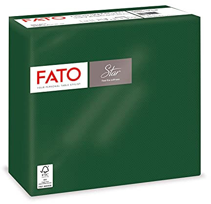 Fato - Disposable Paper Napkins, Softness and Softness, Pack of 40 Napkins, Size 38x38 Folded in 4, 2 ply, Colour Forest Green, Paper 100% Pure Cellulose, FSC Certified