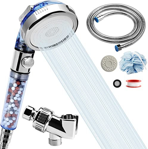 REHAVE Filtered Shower Head - 59 Inch Expandable Handheld Hose, Leakproof Flexible Hose Extension, High Pressure Shower