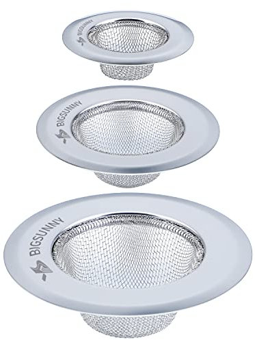 MSY BIGSUNNY Mesh Sink Strainer set of 3, Stainless Steel Kitchen Drain Strainer with Large Wide Rim(4.5+3.6+2.8)