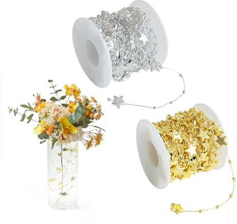 20m Schwimmende Kerzen Vasenfüller, Schwimmkerze Kerze Silber, Gold Schwimmkerzen, Schwimmkerzen Weihnachtsvasenfüller, Künstliche Perlenschnur für Schwimmende für Hochzeit Valentinstag DIY Braut