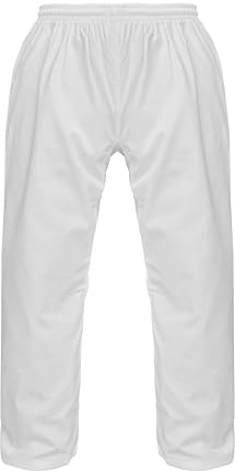 Karate Trousers Martial Arts Karate Pants Student Cotton GI Aikido Kids Pant Kung Fu Adults Kimono Trousers (White, 1-140)