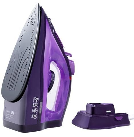 YUHANG Plancha de Vapor Sin Cable,Depósito de 280ml de Agua,Vapor Continuo 20g/min,Ráfaga de Vapor 90g/min,Suela de Cerámica,Ajuste de Vapor en Tres Pasos,Protección Antigoteo,Autolimpieza