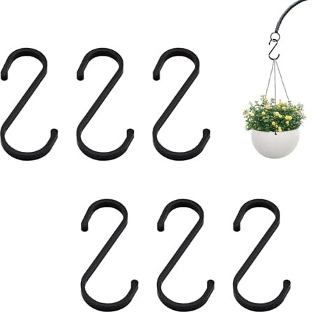 Crochet S, Lot de 6 crochets en S, Crochets de suspension en aluminium, Crochet en S Noir, Metal Multifonction, pour salle de bains chambre bureau cuisine