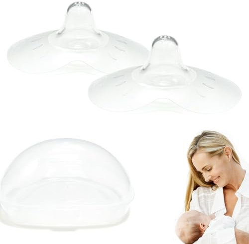 JAWUZ 2 Stück Stillhütchen S, Waschbare stilleinlagen, Wiederverwendbares weiches Silikon zum Stillen