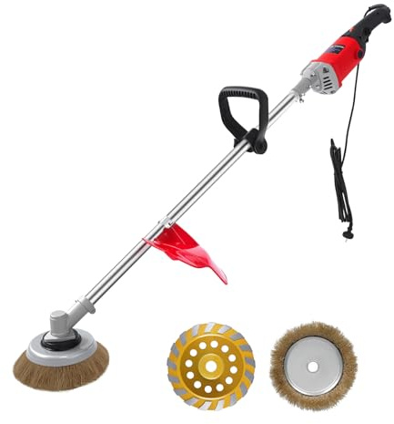 Electric Multifunctional Concrete Grinder & Burnishing Machine 6 Speed Adjustable 110V Heavy Duty Grinder for Floor Polishing,Wall Grinding,Metal Derusting with 180mm Diamond Disc &200mm Wire Brush