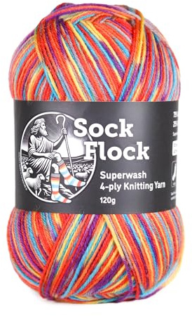 4-Ply Sock Yarn 120g, New Zealand Wool, Superwash – Rainbow Reef