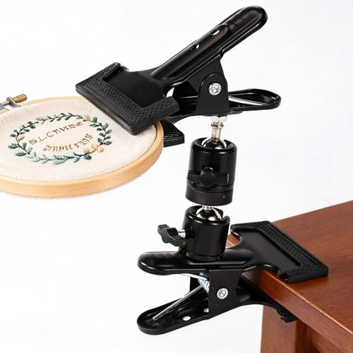 Soporte Aro Bordado Metálico, Caballete Punto Cruz Giratorio 360° Ajustable Abrazadera de Mesa Manos Libres Soporte Punto Aguja para Bordado Artesanía Labores Aguja Proyectos DIY