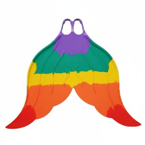 Fxzqgnh Monopinna Coda Sirena Protezione Dei Piedi Monopinna a Coda di Sirena Multicolore Pinna da Immersione Monolitica , Arcobaleno Arancione , 42-44