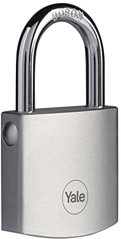 Yale Y120B/40/125/1 - Cadenas de sécurité laiton chromé 40 mm, anse alliage de bore, 3 clés - Pour garage, portail, abris de jardin ...