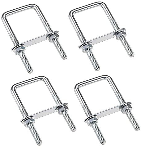 duoyif U-Schrauben M6 4Stück M6 50mm x 80mm Bolzen U Bügelschrauben, Vierkant U-Bolzen Edelstahl, Bügelbolzen Mit Muttern Rahmenplatte Runde Unterlegscheiben, U Bolzen Für Rohr Durchmesser Unter 50mm