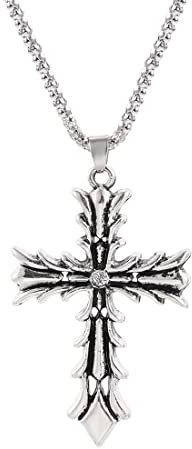 Clyhon Collier Jésus Christ Argent - Pendentif Croix Bijoux Réligieux pour Homme Femme Enfants - Élégant Crucifix Classique Silver