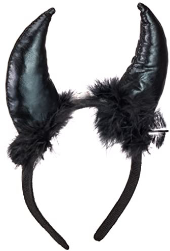 Serre-tête cornes de diable noir – Accessoire coiffure Halloween et Carnaval pour femmes & filles – KingofHalloween.de