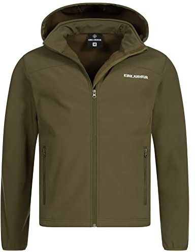 Kirkjubøur® Veste softshell pour homme, colonne d'eau de 10 000 mm, avec capuche et doublure en polaire, respirante et imperméable, marron, 3XL