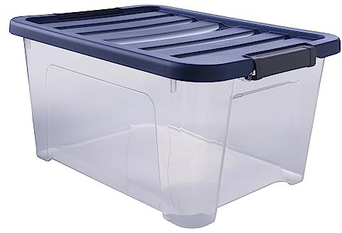 Sundis Wave Box, scatola portaoggetti 24l, con coperchio a clip, plastica trasparente, impilabile, ideale per riporre oggetti in camera da letto, spogliatoio, ufficio o ripostiglio