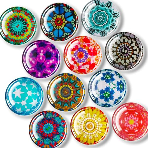 FINDMAG 12 Pcs Fridge Magnets, Refrigerator Magnets Decorative for Whiteboard, Cute Fridge Magnet, Fun Magnet Circle for Classroom, Locker, Festival, Dry Erase, Kitchen, Birthday Gifts