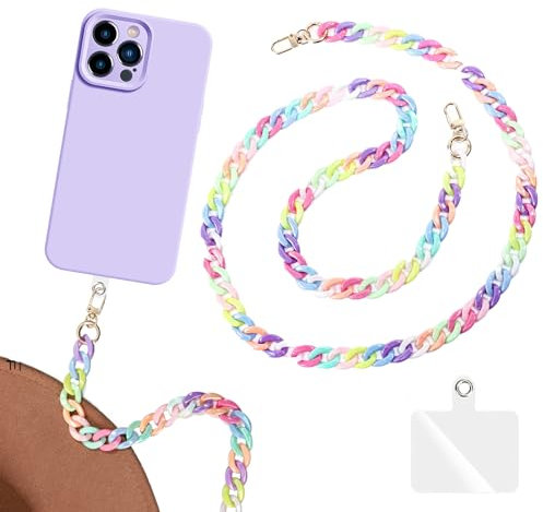 YANINEE Handykette Universal Bunt zum Umhängen mit Handydichtung, Handyketten mit Jeder Hülle Kombinierbar