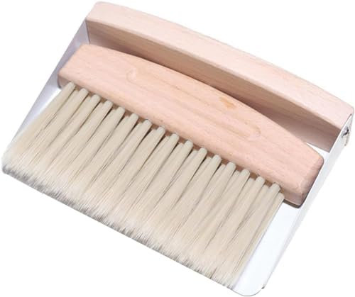 Piastra Honor e spazzola a mano, spazzola a mano e pala, spazzola per briciole, scopa da tavolo, set spazzata da tavolo, setole in nylon, mini scopa da tavolo, per casa, ufficio e scuola, bianco