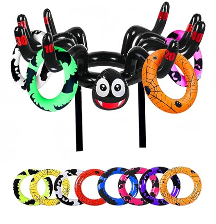 Halloween Ring Toss Games for Kids Party,Inflatable Witch Hat with 10 Plastic Ring Toss