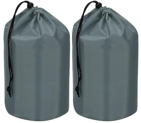 PATIKIL Saker säck, 2 st 23 x 43 cm vattentät utomhus förvaringsväska bärbar dragsko dammklaffväska lätt sovsäck för camping vandring resor, mörkgrå