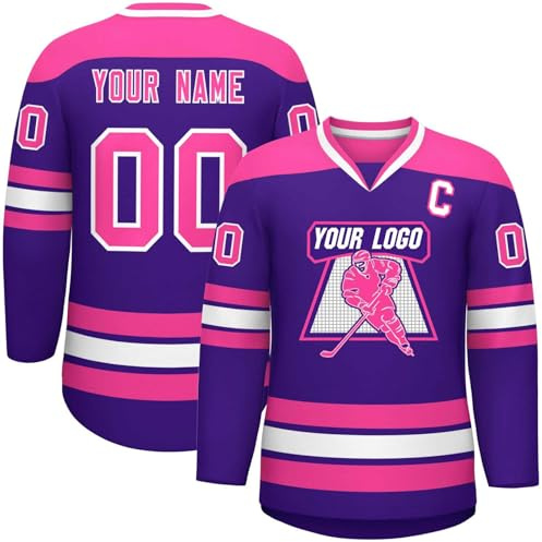 Maillot de Hockey sur Glace Personnalisé - Concevez Votre Shirt de Hockey avec Votre Nom équipe Numéro à Col en V Adultes Youth Maillots de Joueur de Hockey D'entraînement(29 Maillots-Hockey)