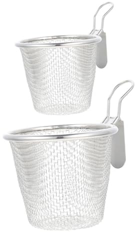 LOLIPPYY 2 pezzi Scolapasta in Acciaio Inossidabile con Rete Fine Scolapasta per Pasta Colino per Cottura Immersione con Portatile e Design Appeso Resistente e Facile da