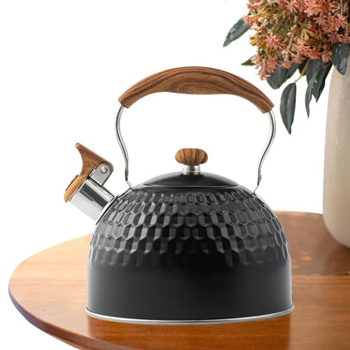 Hervidor de agua – con silbato de 2,5 litros con mango ergonómico, con silbato para placa de cocción – Para cocina, casa, apartamento, picnic, camping, jardín e invase doméstico