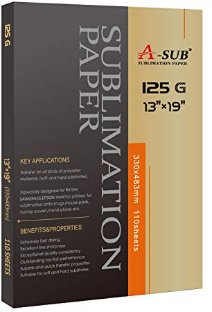 A-SUB Sublimation Paper 13X19 Inch 110 Sheets ONLY Compatible with Sublimation Printer and Sublimation Ink 125g