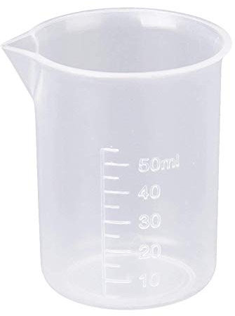 Fliyeong 50ml Measuring Cup Plastic Liquid Graduated Beakers for Lab Tested or Kitchen 1 PCS Transparent
