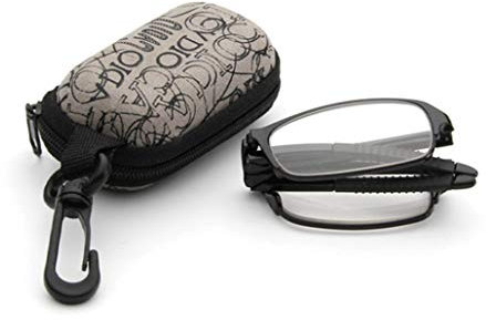 PANGHU Portable pliant Lunettes Transparentes de lecture Femme/Homme ovale Cadre en métal presbytie Loupes Lunettes avec étui