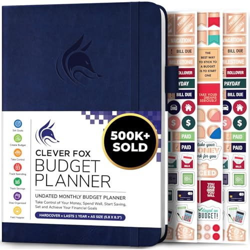 Pianificatore di budget Clever Fox - Taccuino di monitoraggio delle spese. Diario di bilancio mensile, pianificatore finanziario e libro dei conti per prendere il controllo del tuo denaro, Dark Blue