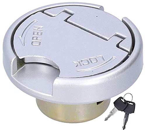 Qiilu Tapa de bloqueo de tanque de gasolina con llaves Piezas de acero inoxidable Cubierta de puerta de combustible de acero inoxidable Universal para motocicleta Scooter (Astilla)