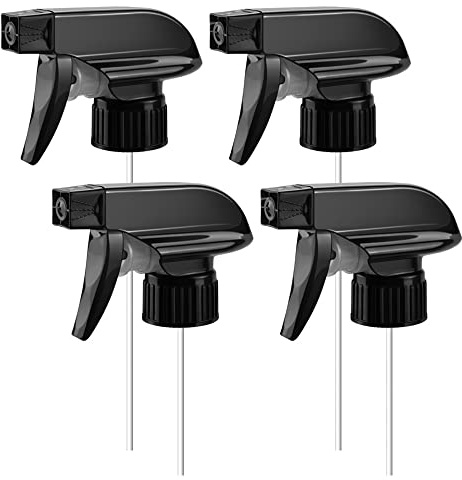 Bontip Sprayer Bottle Nozzle Heads Replacements for 8 oz / 16 oz Glass Plastic Spray Bottles, Fit for Window Cleaners Aromatherapy Facial hydration Watering Flowers Hair Care (4 Pack)