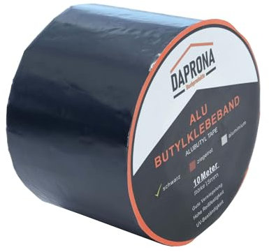 DAPRONA Butylband, Panzertape 10m x 100mm, 3 Stück Schwarz Dichtungsband Alu, Reparaturband, Dichtband Fenster Dachrinne, wasserfest, hitzebeständig