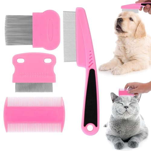 Cobee Hundefloh Läusekamm, Hundekatzen Pflegekamm Haustier Tränenfleckentferner Kämme Feinzahnpflege Entfernungswerkzeug (5 Stück)