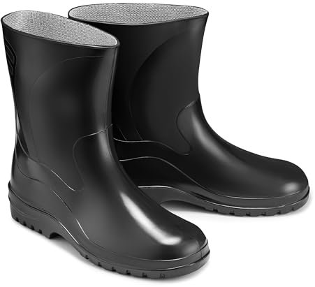 ESTRO Gummistiefel Damen Halbhoch Wasserdicht - Regenschuhe Gummistiefel Halbhoch Damen Regenstiefel Regenstiefeletten K007 (40 EU, Schwarz)