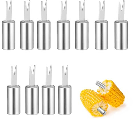 11 Pz Ago Per Mais in Acciaio Inossidabile Porta Pannocchie Porta mais per Pannocchie Spiedini di Pannocchie di mais Supporti Mais Acciaio Inox Accessori，per Alimenti,Frutta,Barbecue,Campeggi