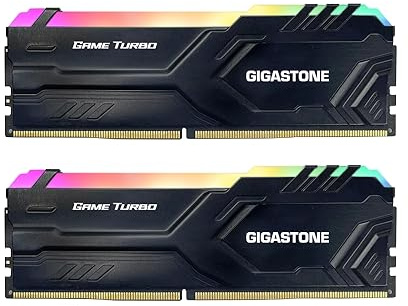 【RGB RAM DDR4】GIGASTONE Game TURBO 8GBx2 (16GB Kit) DDR4 3600MHz PC4-28800 CL 18-22-22-42 XMP 2.0 AMD Ryzen 1.35V UDIMM 288 pin unbuffered non-ECC desktop alte prestazioni Memoria-Nero
