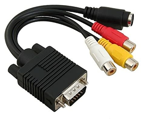 OSALADI Adattatore Vga S-video Connettore Mini S-video Pin Jack Nero in Rame e Pvc Per Convertire Segnale Vga Compatibile Laptop