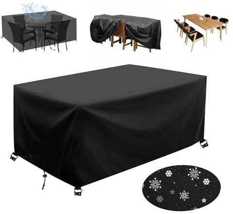 AJALGZ Funda para Muebles de Jardín Impermeable 180x60x50cm/LxWxH Funda Protectora para Conjuntos de Muebles Anti Viento Anti UV para Mesas Sillas Sofás Exterior Funda Protectoras Funda Mesa Jardin