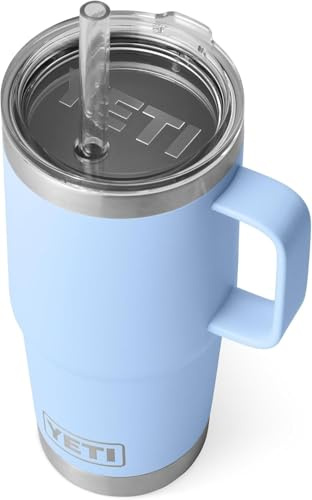 YETI Rambler Trinkbecher Mit Trinkhalmdeckel, Big Sky Blue, 25 oz (739 ml)