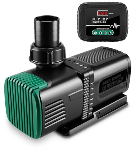 JEREPET 4800GPH Aquarium 36V DC Water Pump with Controller, 105W Submersible and Inline Return Pump for Fish Tank,Fountains,Sump,Hydroponic,Pond,Freshwater and Marine Water Use,25FT Max Lift