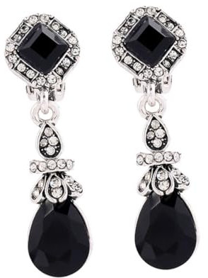 OATIPHO Vintage Wasserfall Ohrclips Damen Retro Ear Clips Für-pierced Ohren Schwarz Perfektes Für Besondere Anlässe