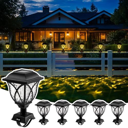 SUNCKET Solar Fence Lights Outdoor Waterproof, Led Solar Lights Outdoor for Chain Link Fence, Trampoline, Step, Stairs, Yard and Pathway, Warm White 6 Pack