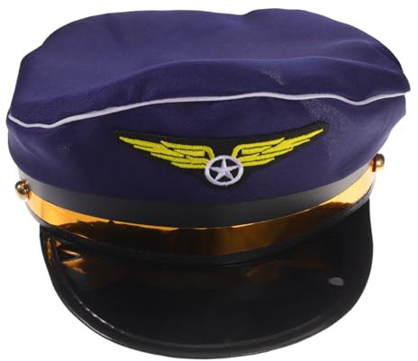 TINEASUR Kapitänsmütze Pilotenmütze-Kostüm Airline-Hut Kappe Pilotenmütze für Gaming-Hüte fliegermütze Rollenspiel Hut Cosplay-Kostüm- flugbegleiter kostüm Polyester Blue