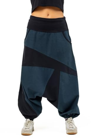 FANTAZIA - Pantalones harem Zen mixtos de algodón etnika, talla S a XXXL azul, azul, XL además de su talla